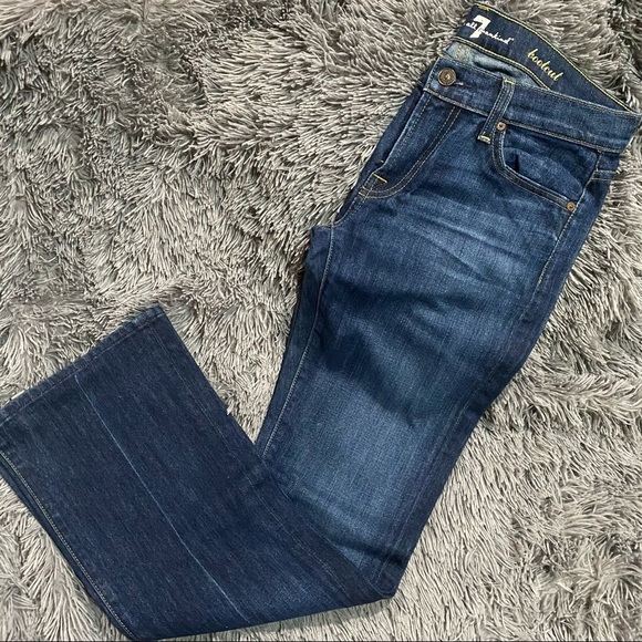 7 For All Mankind Blue Wash Bootcut Jeans - Picture 2 of 5